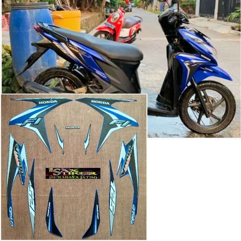 Striping Original Honda Vario 125 techno ISS biru tahun 2014