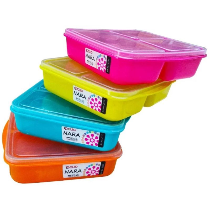 Box Makan Clio Plastik Sekat 3 & Sendok Luch Box Bekal Nasi