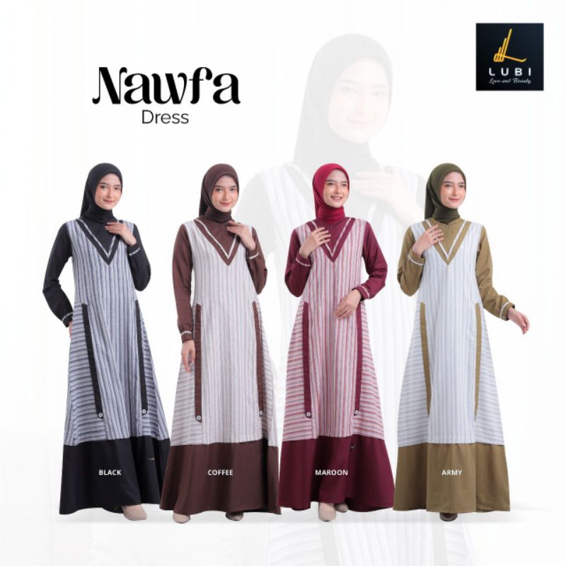 Lubi Nawfa Dress Dress Lubi Dress Salur Gamis Lubi Gamis Salur Dress Terbaru Gamis Terbaru