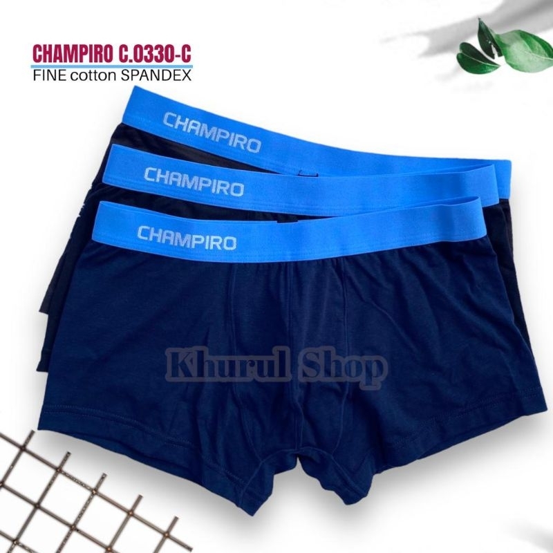 1Box isi 3 pcs CD Boxer CHAMPIRO C 0330 C | Celana Dalam Pria Polos Berkualitas