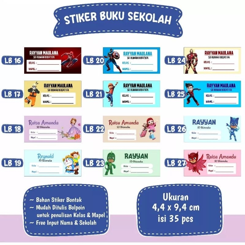 

STICKER BUKU ANAK/LABEL STICKER ANAK SAMPUL