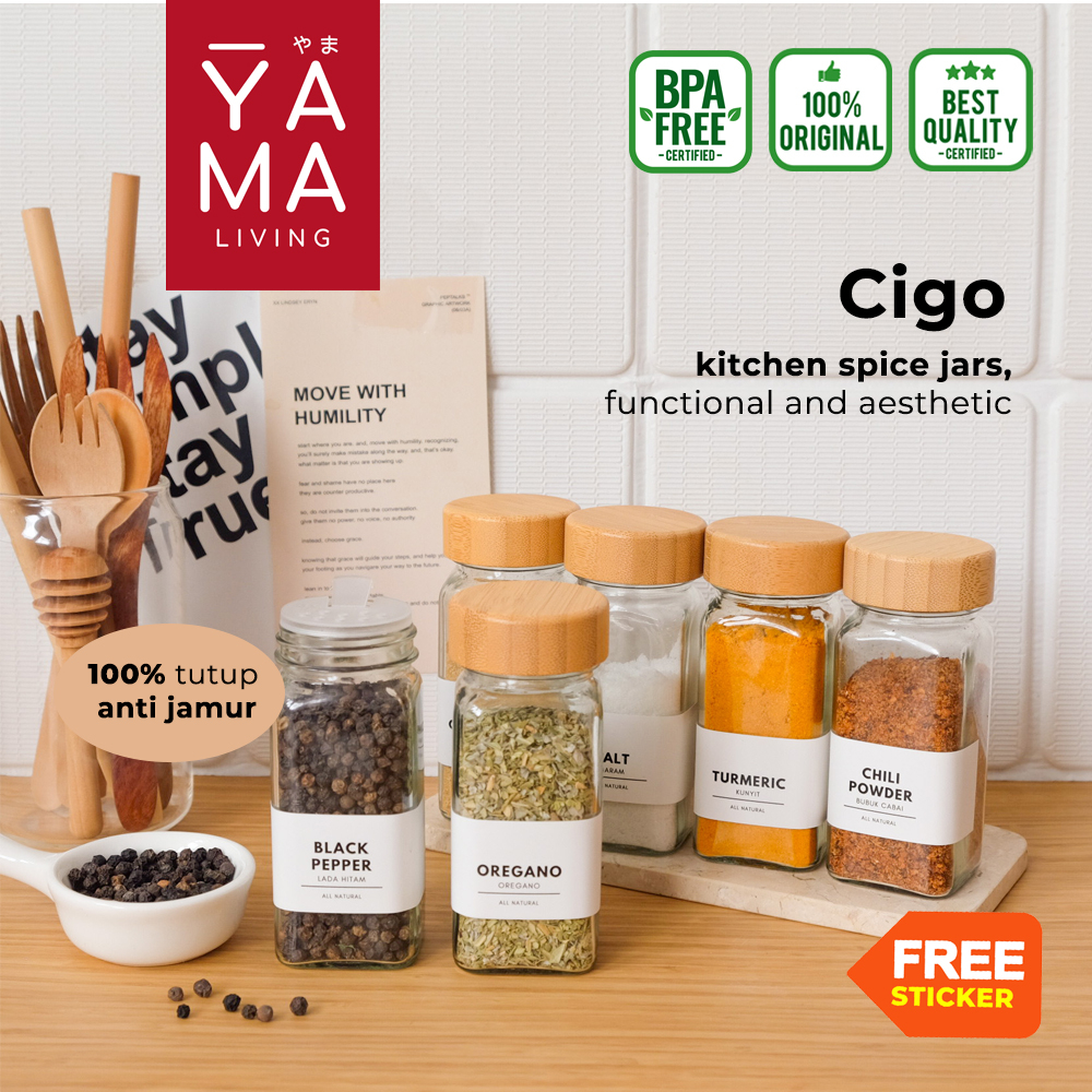 YAMA CIGO Spice Jar Botol Bumbu Kaca 120ml Tempat Bumbu Estetik