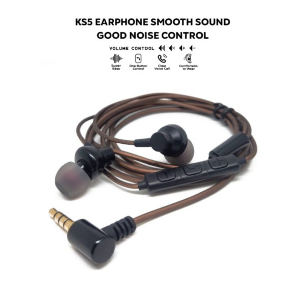 Promo KS5 HiFi Bass Headset Monitor Low Noise Earphone With Mic Smule PUBG - 3.5mm Jack Limited
