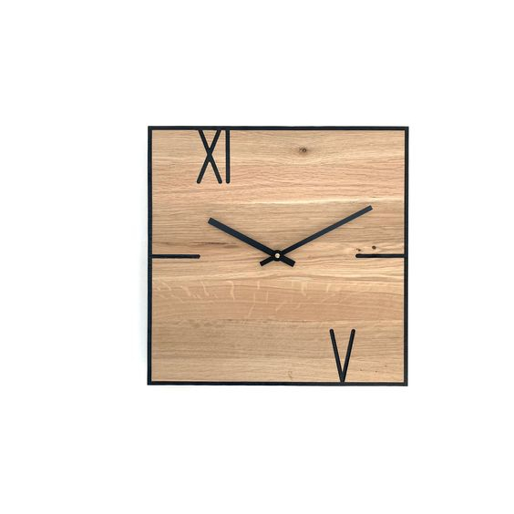 Jam Dinding Kayu Jati Persegi Modern Romawi
