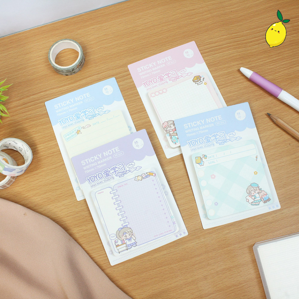 

Kertas Memo Yoyo Loves Studying Square Sticky Notes
