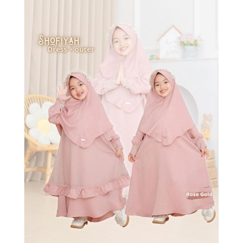 Gamis Set Anak Gamis Syar'i Anak plus hijab Outer terpisah usia 7 - 12 tahun