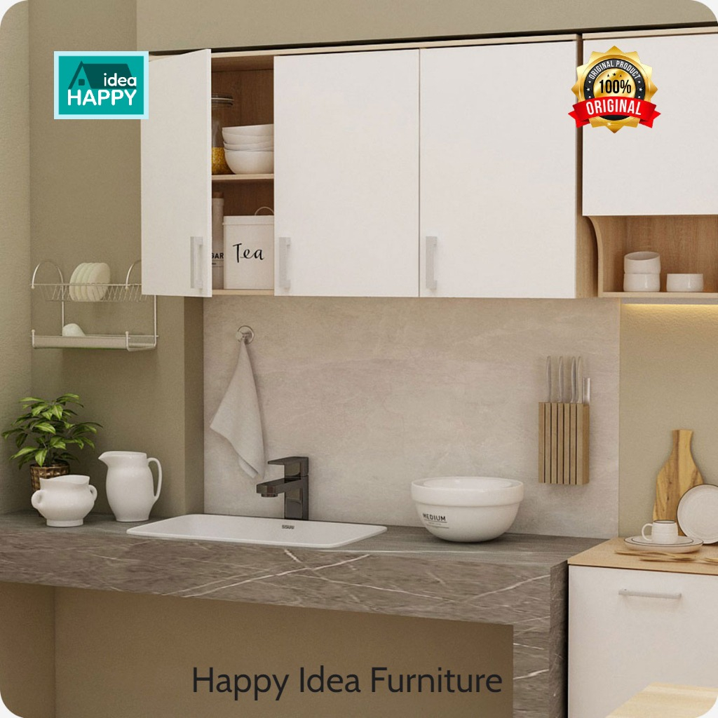 HAPPY IDEA - Rak Dapur Murah Tempel Dinding Minimalis ALBA BAZ KC WU120 Rak Dapur Gantung Rak Bumbu 