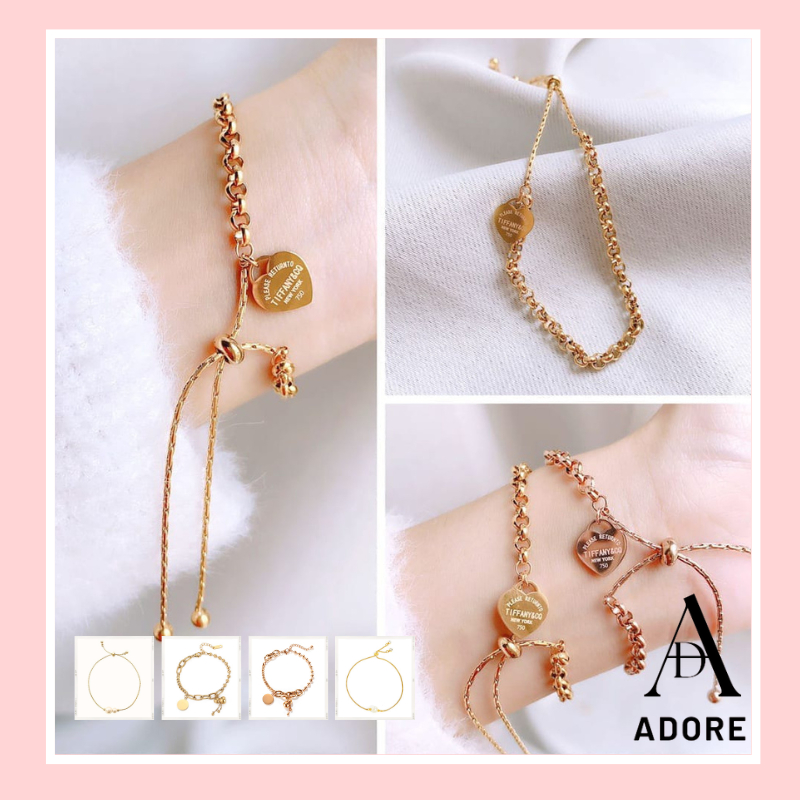 Adore - GL-04 Gelang Tangan Rantai Serut Gelang Couple Titanium Love Forever Antikarat 1076