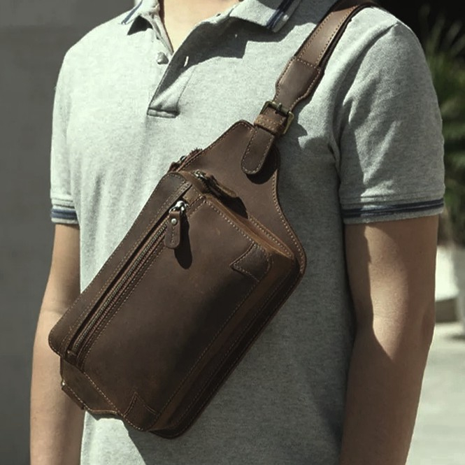 Waistbag Pria Kulit Asli Sapi - Tas Kulit Asli Pria Premium - Waistbag Kulit Asli