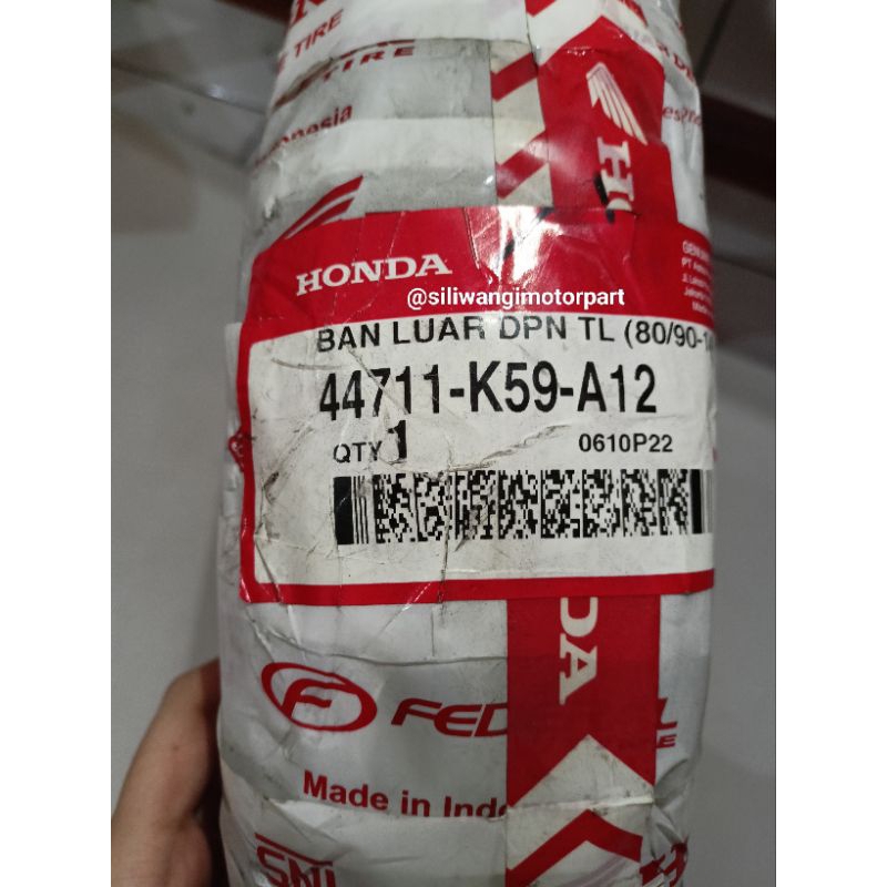 Ban Luar Depan Tubeless Tubles 80/90-14 Honda Federal Ban Ring 14 Ori AHM 100% Ban Motor