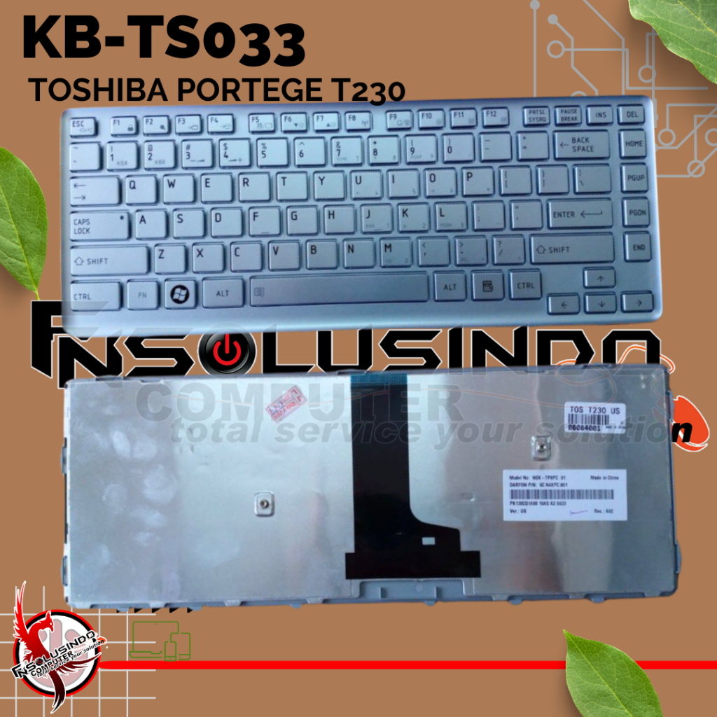 Keyboard Original Toshiba Portege T230 T235 Series Silver⠀⠀⠀⠀⠀⠀