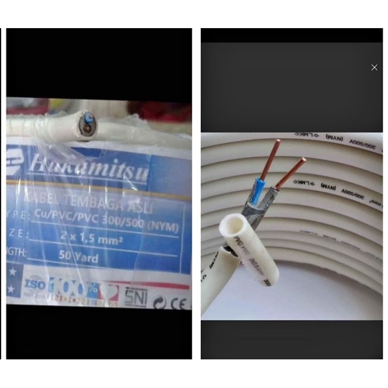 HAKAMITSU NYM 2x1.5 SNI Tembaga Asli