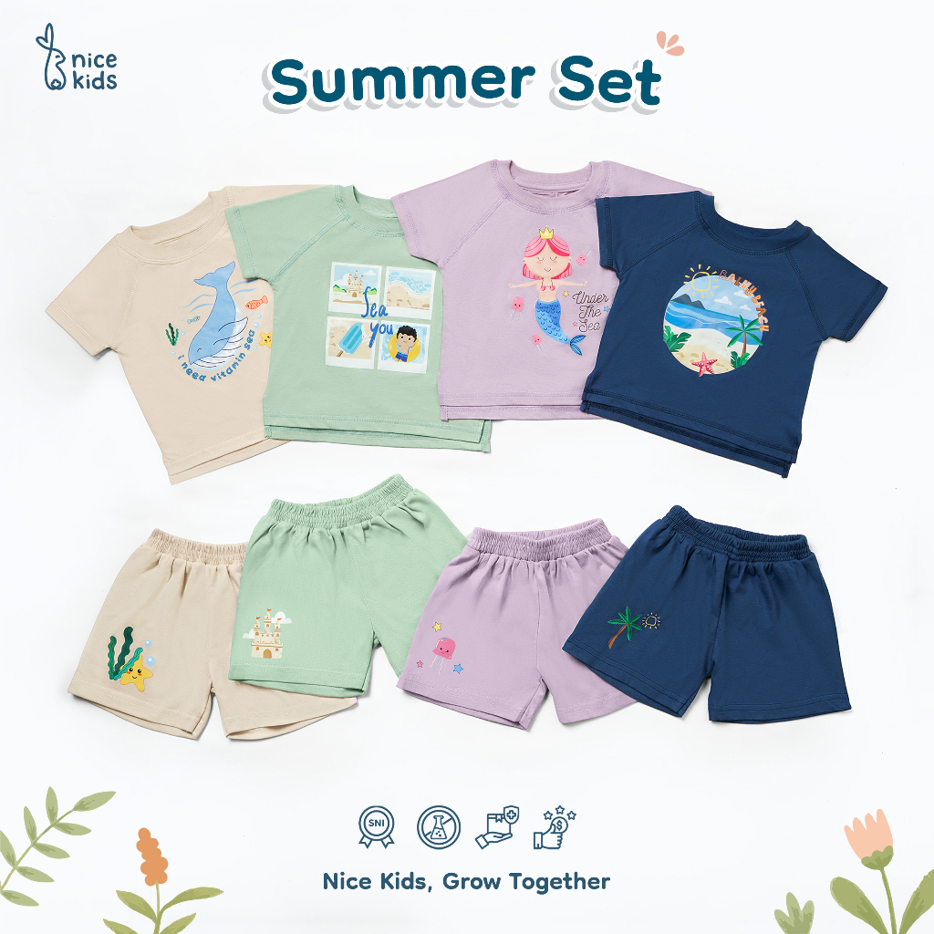 Nice Kids - Summer Set Baju Atasan Celana Bawahan (Usia 3 Bulan - 3 Tahun)