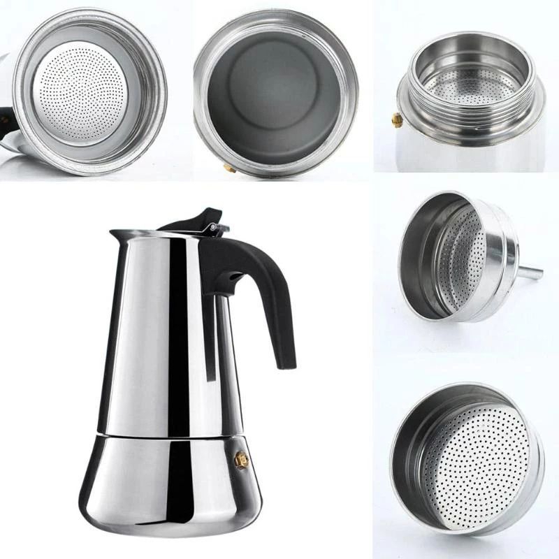 Teko Pembuat Kopi / Moka Pot Expesso Coffee Maker  4 Cups Stainless Steel