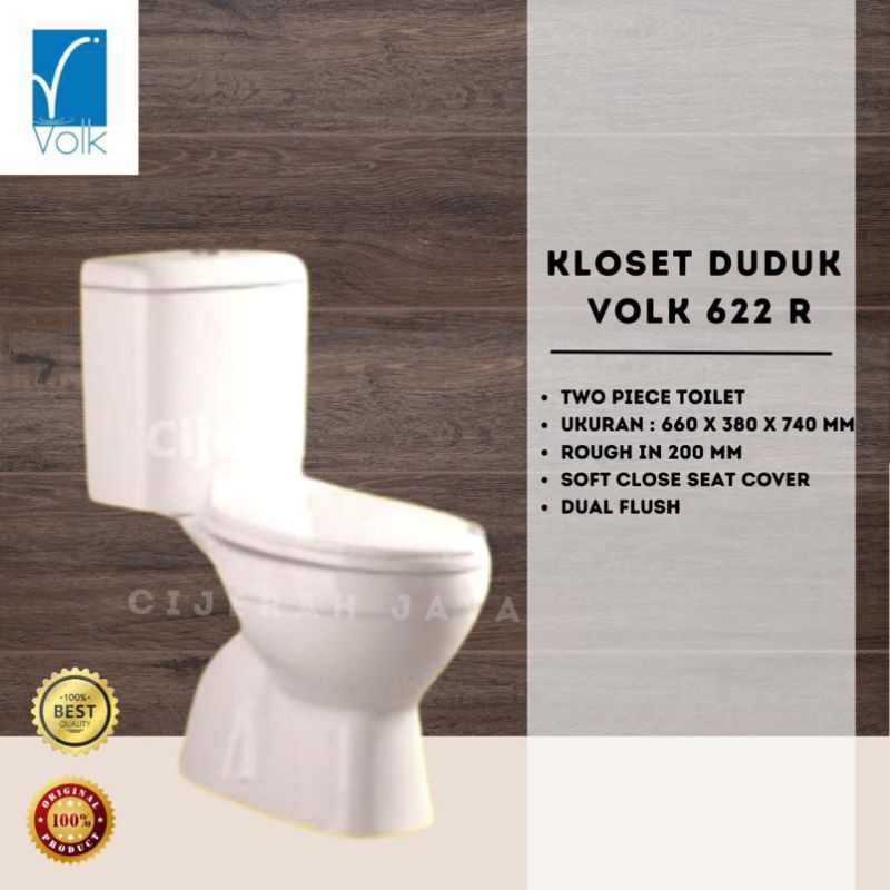 MONOBLOK KLOSET DUDUK VOLK 622 R PUTIH / CLOSET DUDUK VOLK DUAL FLUSH SOFT CLOSE