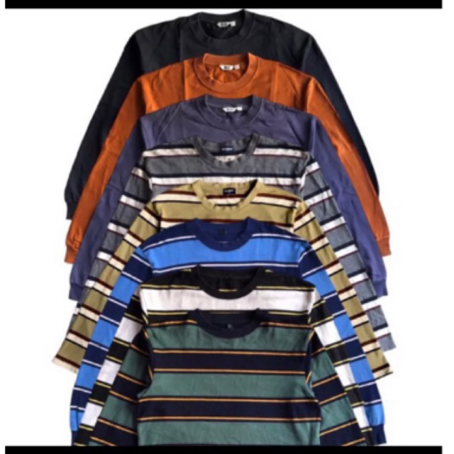 Kaos Salur Stripped Iqbal uniqlo panjang pendek Second Vintage