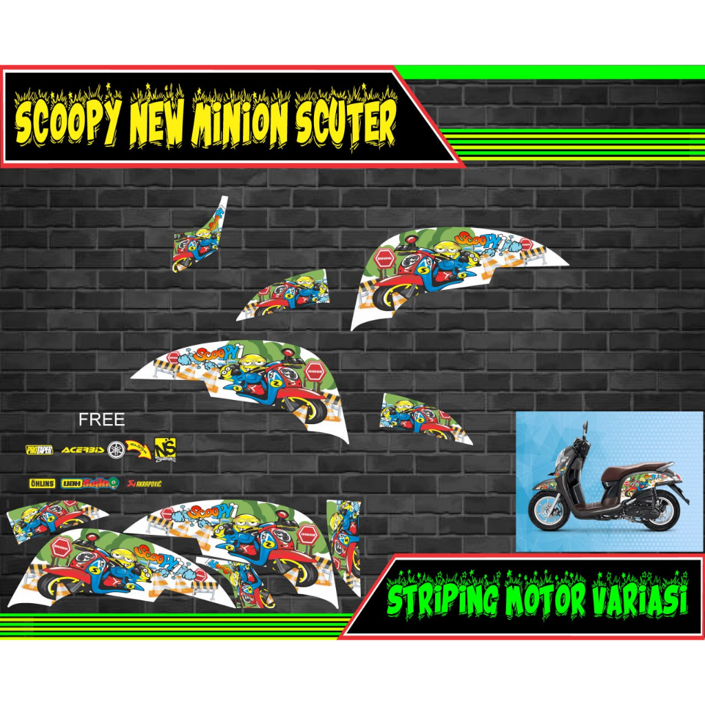striping stiker motor scoopy new minion scuter
