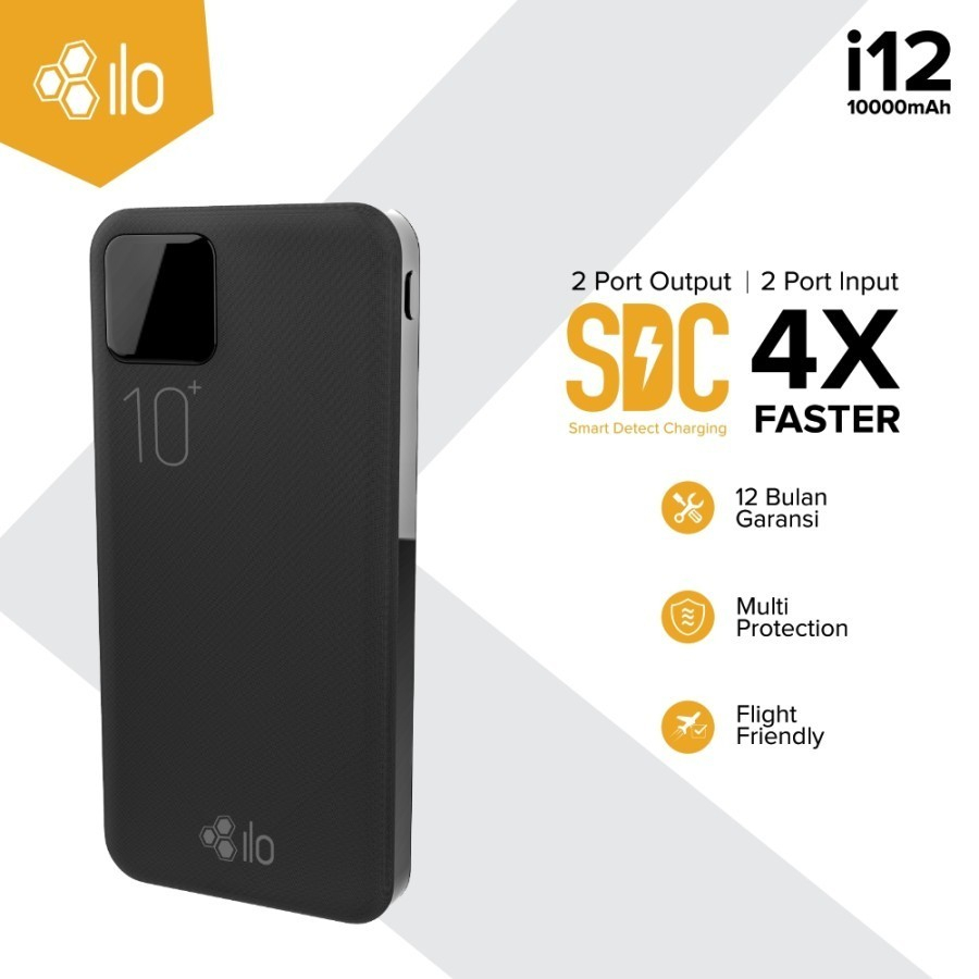 Hippo Powerbank ILO I12 10000mAh Smart Detect Charging - ILO I12