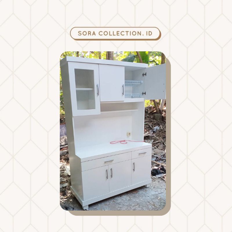 Lemari Sayur 3 Pintu / Rak Piring / Lemari Dapur Blockboard Cat Duco 120x50x190 cm. Bisa custom