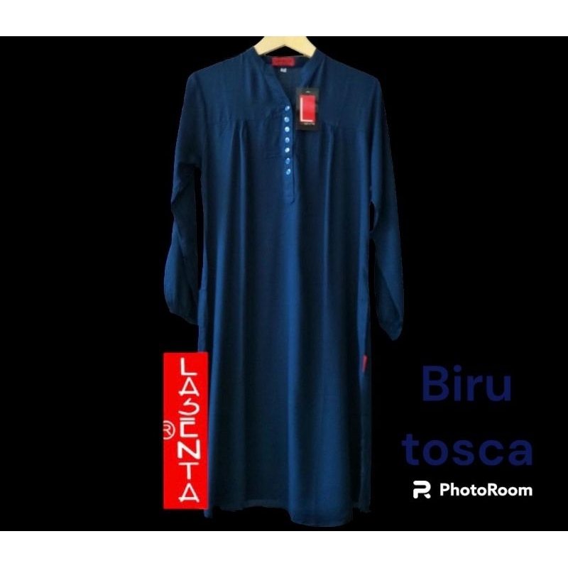 Tunik polos rayon biru tosca Tunik katun rayon Tunik polos jumbo lasenta Tunik wanita terlaris Tunik
