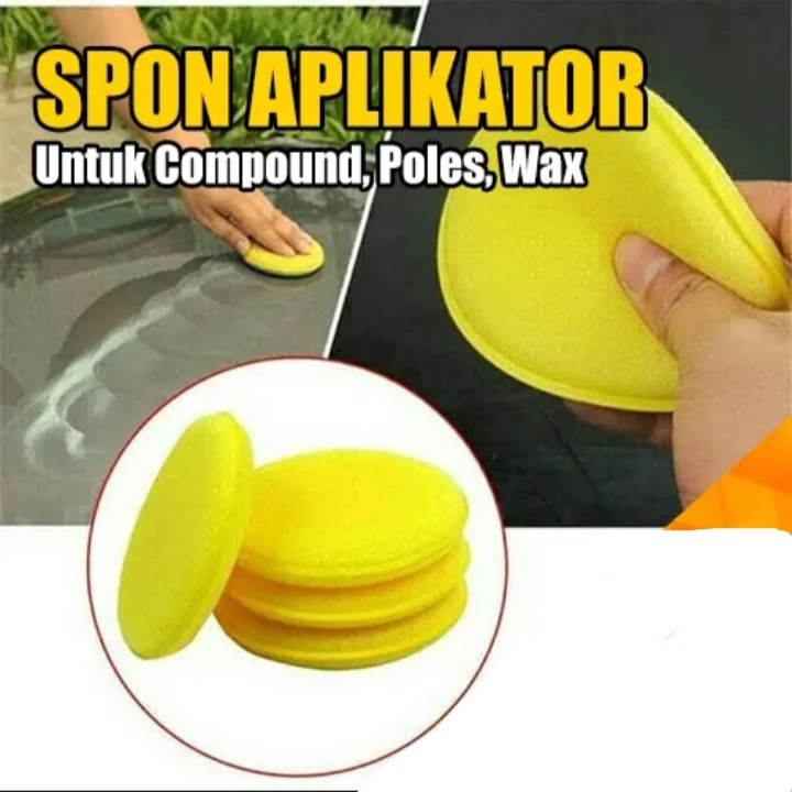 Spon Bulat APLICATOR Pad Flat Busa Poles Model Rata Waxing Mobil Motor