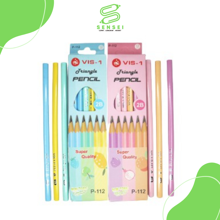 

12 Pcs Pensil Triangle VIS1 P112 Pencil Murah