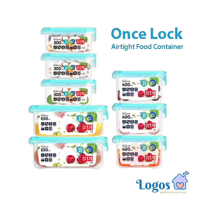 Once Lock Food Container made in Korea Lunch box Kotak Makan Kedap Tupperware