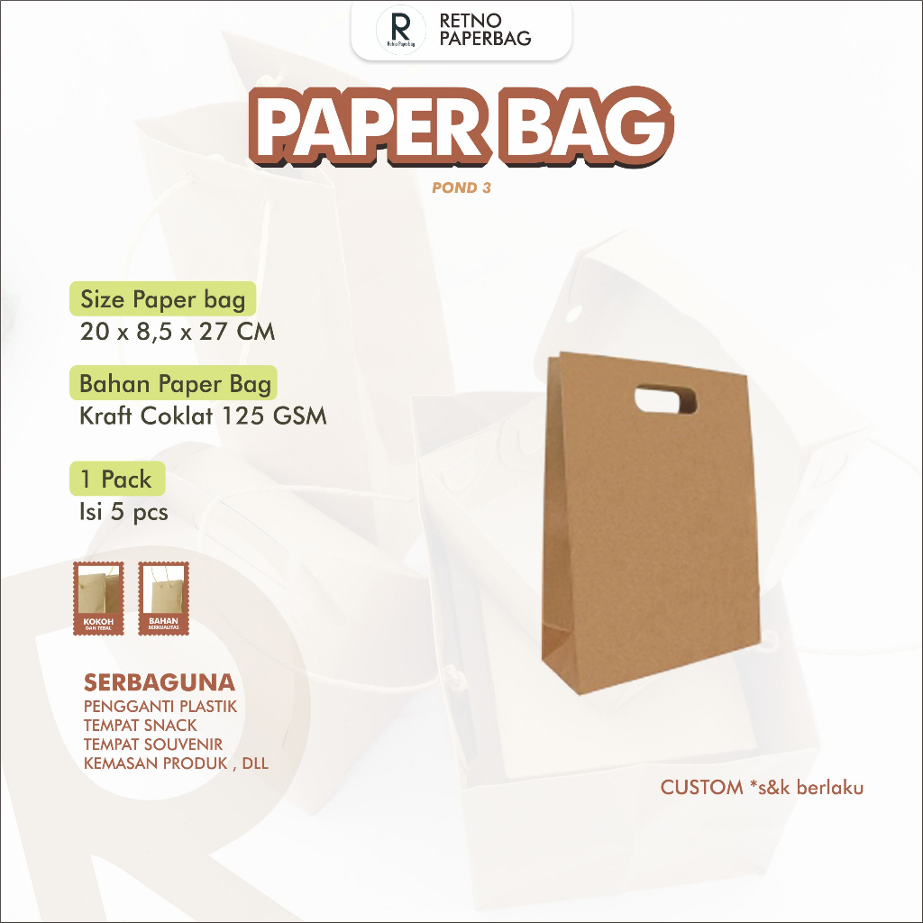 

Paper Bag Pond Polos Serbaguna Tas Belanja Dan Kantor-Retno Paperbag