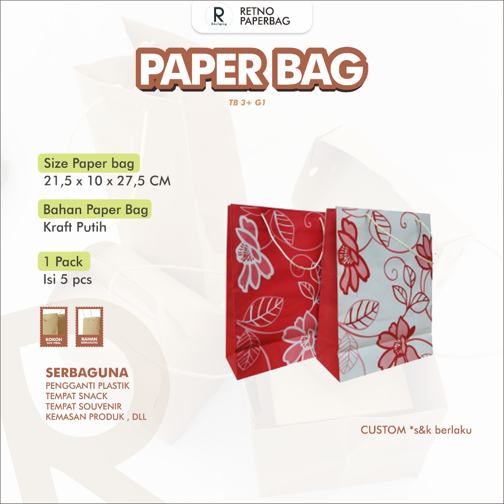 

Paper Bag Kado Souvenir Serbaguna Warna Merah Tas Ulang Tahun-Retno Paperbag