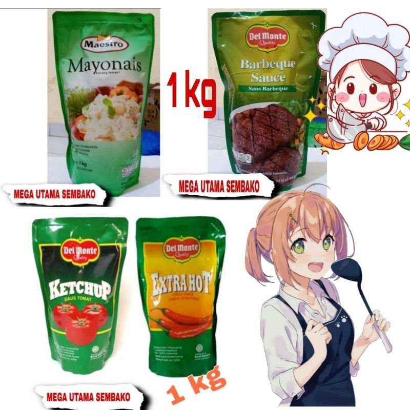 

Del Monte saus tomat extra hot chilli 1 kg 1000 gr pouch delmonte