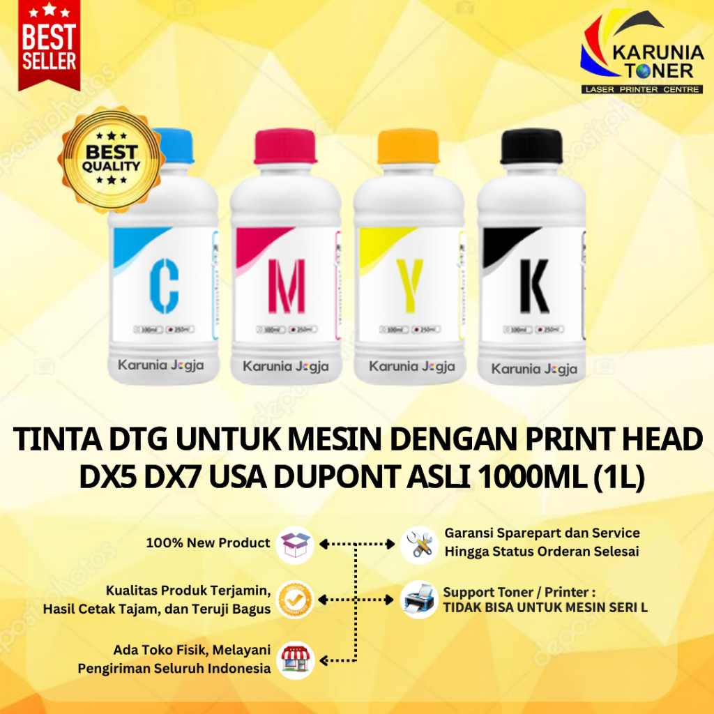 Tinta DTG dupont Print Head DX5 DX7  Original USA 1 Liter CMYK