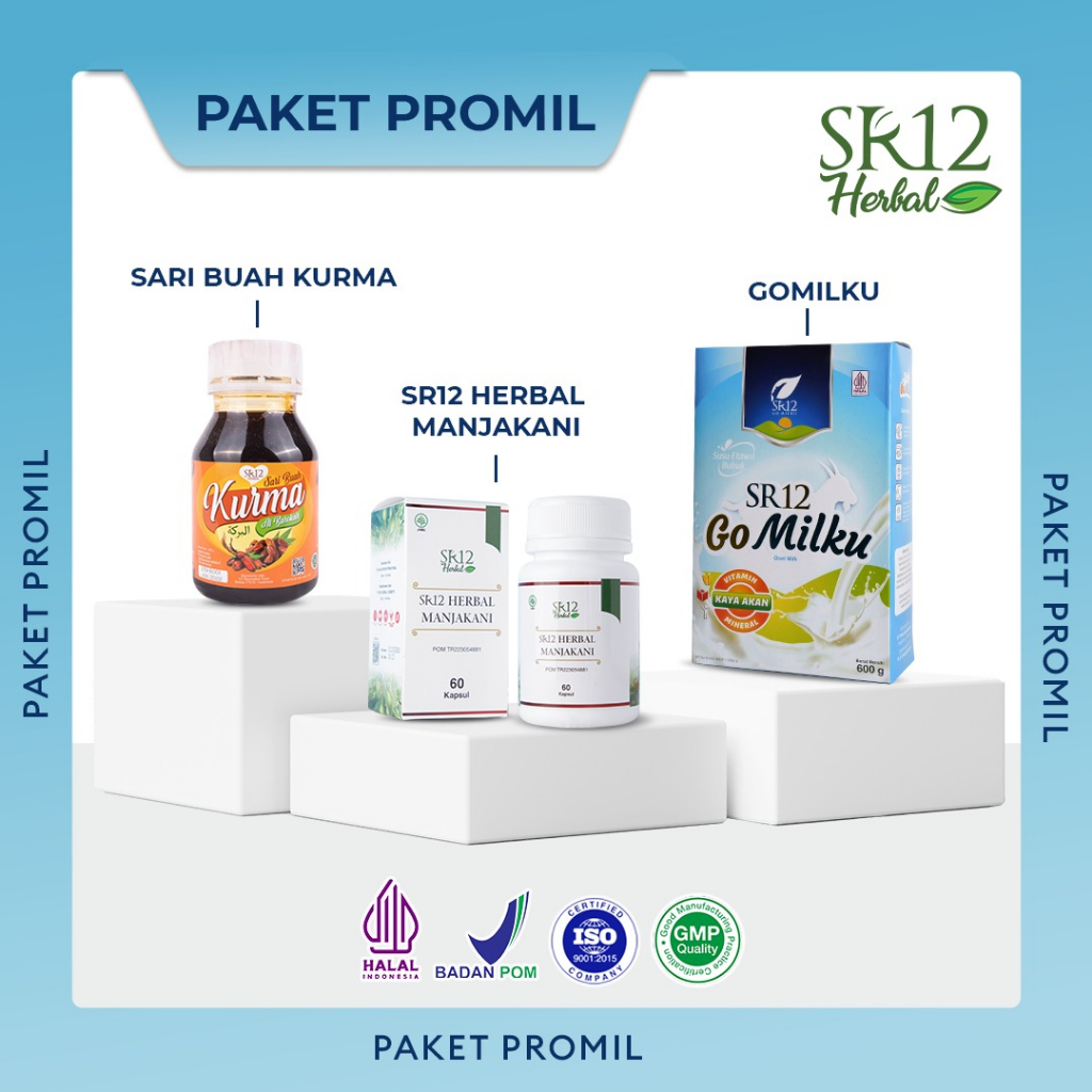 PAKET PROMIL SR12 UNTUK PROGRAM HAMIL (SARI KURMA,MANJAKANI SR12,GOMILKU) BPOM