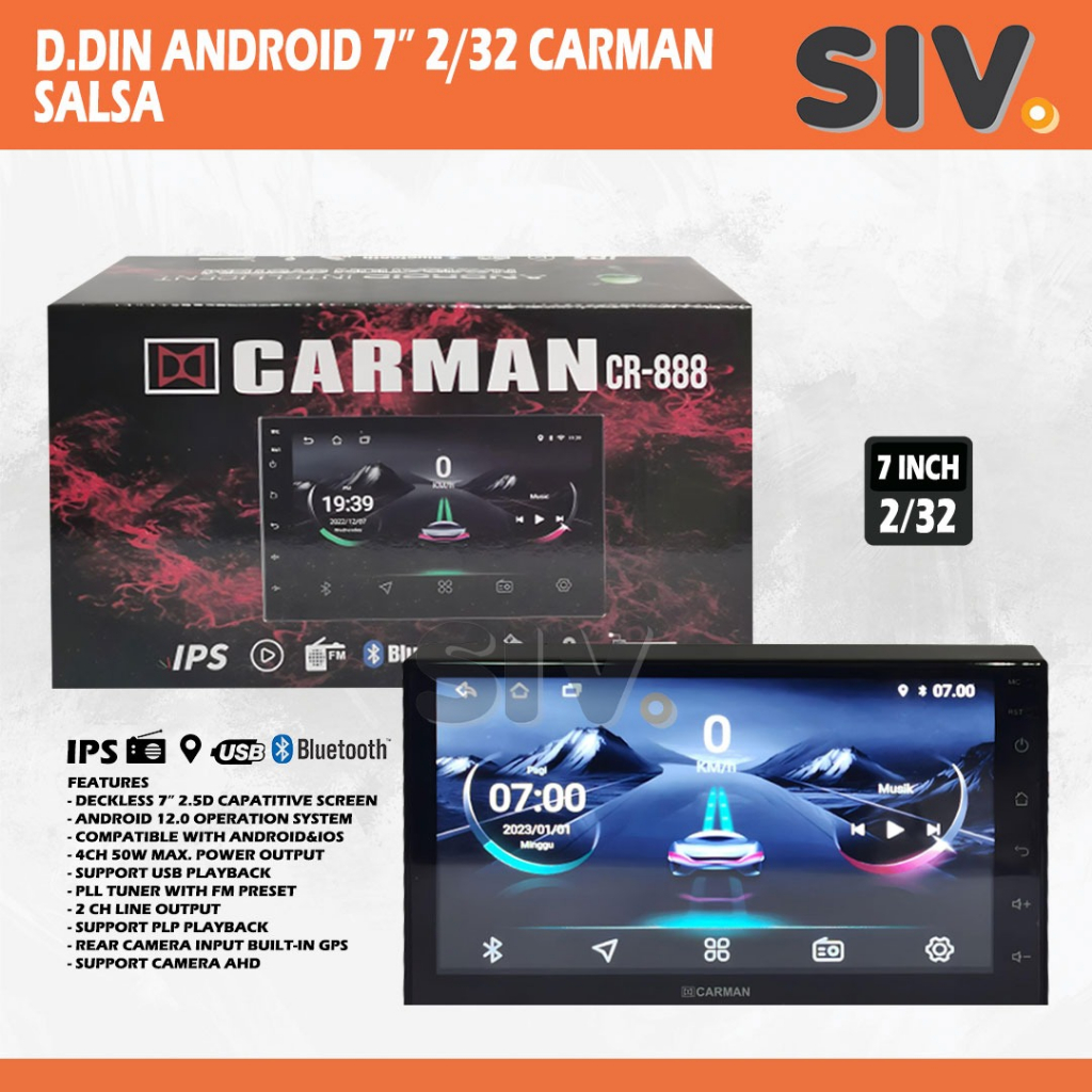 Android Carman 7 inch 2/32 / head unit tv double din deckless Carman