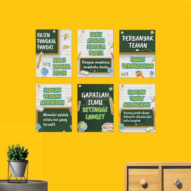 Pajangan Dinding Sekolah Hiasan Ruang Belajar Poster Kamar Anak Walldecor Quotes Motivasi Anak