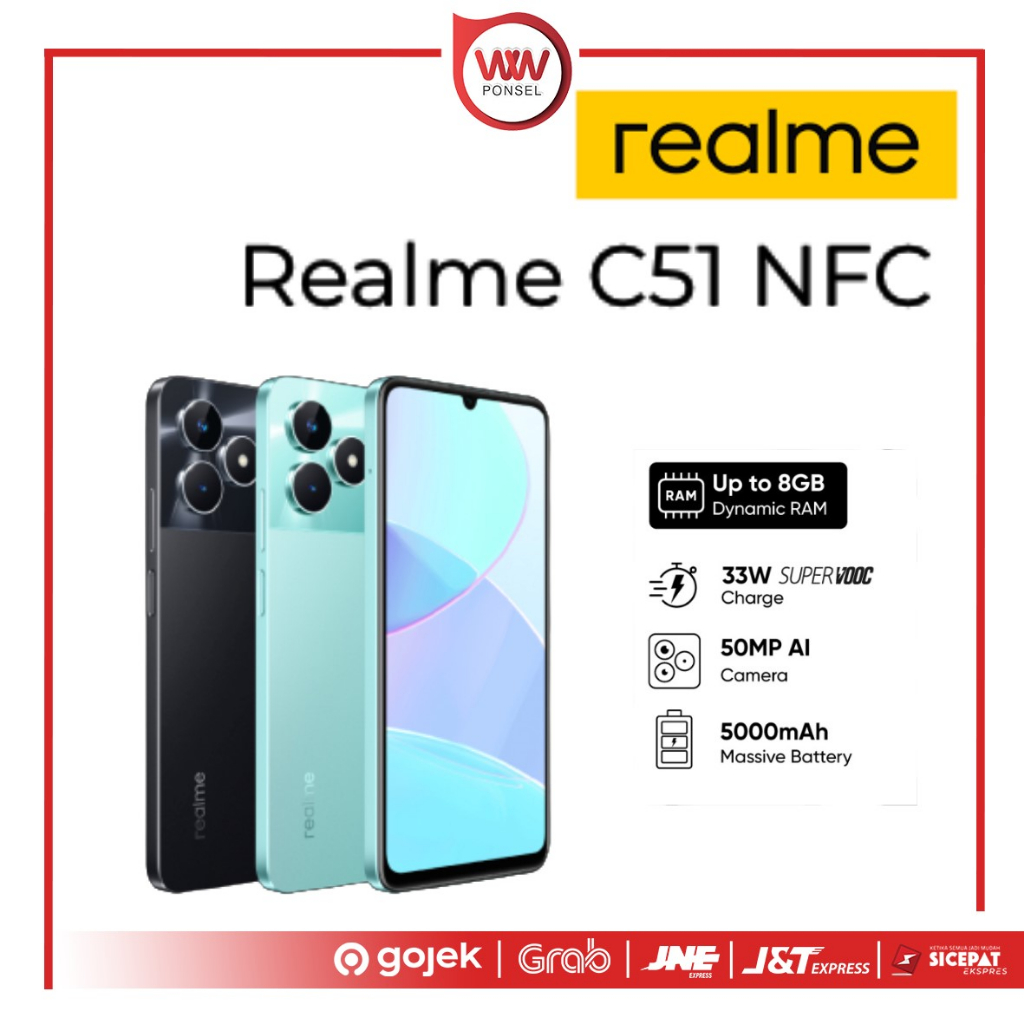 Hp Realme C51 NFC Ram 4GB Internal 128GB Garansi Resmi