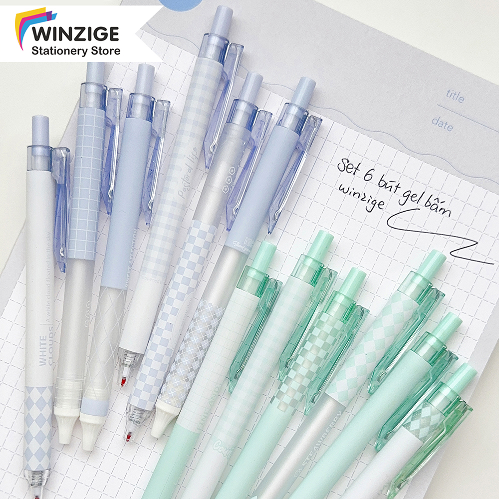 

Winzige 6pcs pulpen gel aesthetic 0.5mm pulpen lucu retractable gel pens pen mekanik tinta hitam