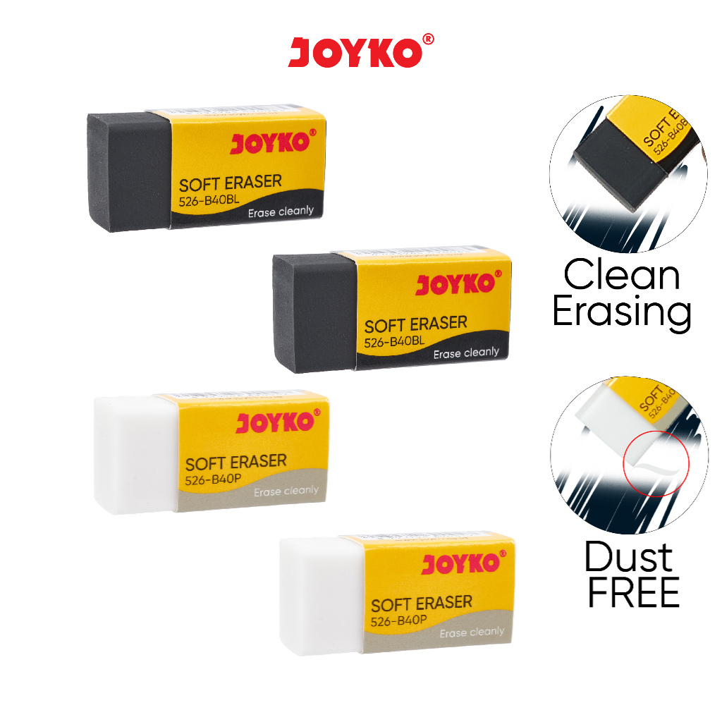 

Penghapus Joyko 526-B40P / 526-B40BL - Joyko Eraser Penghapus Pensil Setip Warna Putih / Hitam Satuan