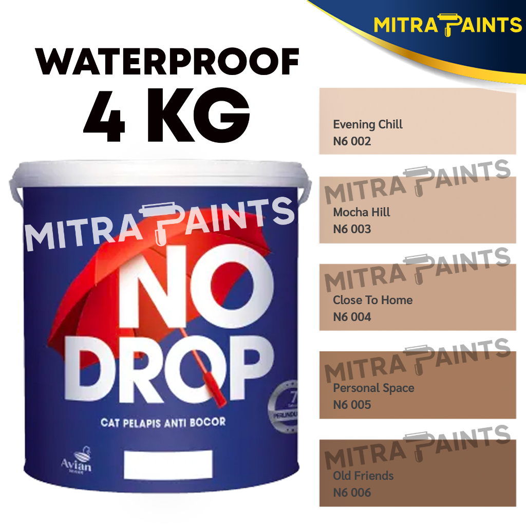 CAT WATERPROOF NO DROP ANTI BOCOR 4 KG / WARNA CUSTOM TINTING / N6 COKLAT MOCCA BEIGE