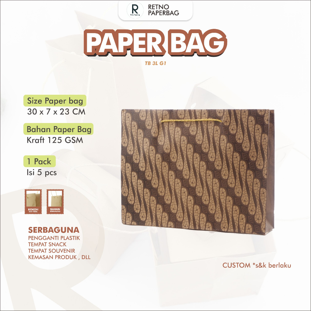 

Paper Bag Lebar Sampai Besar Tas kertas Aneka Motif Serbaguna-Retno Paperbag