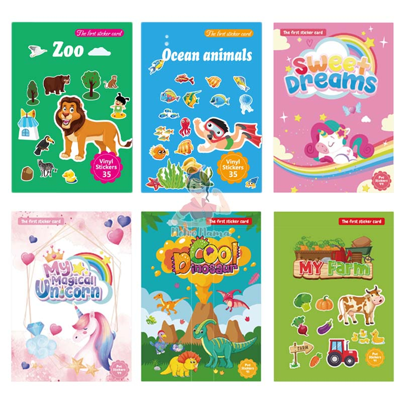 

Album Stiker Anak Bahan Vinyl Reuseable / Buku Aktivitas Menempel Anak Waterproof