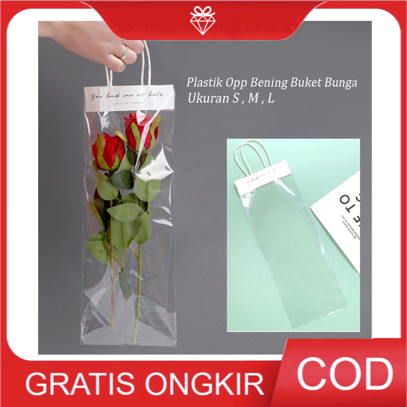 

Plastik Buket Bunga / Tentengan Plastik OPP Bening LL039