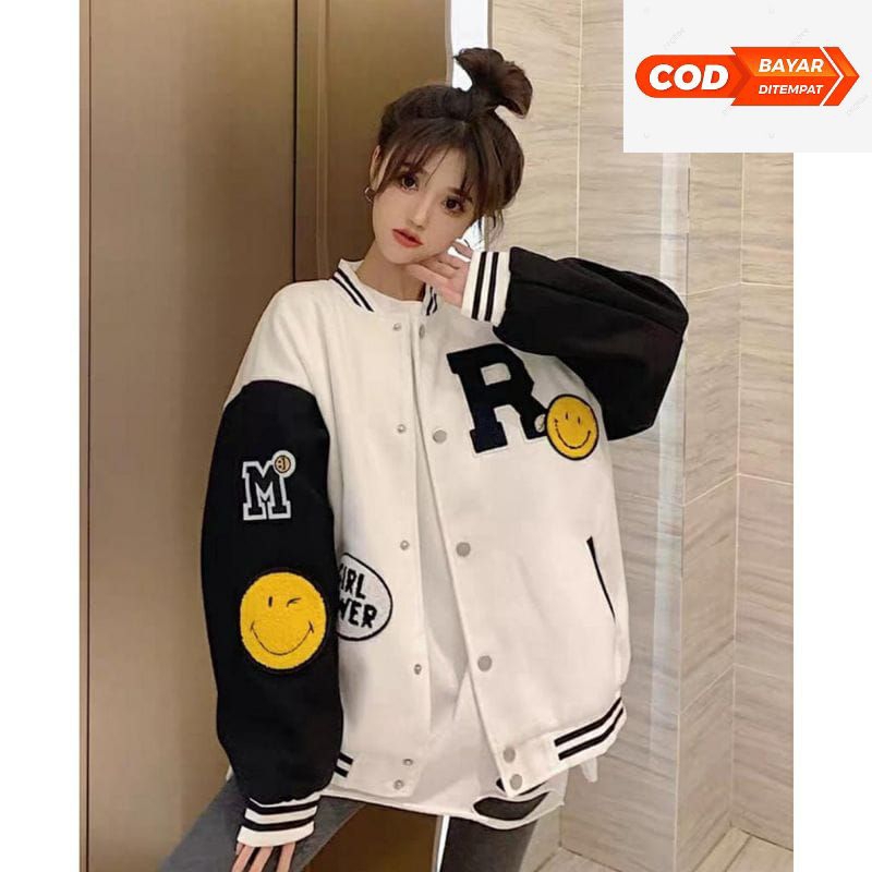 JAKET VARSITY BASEBALL R SMILE WANITA