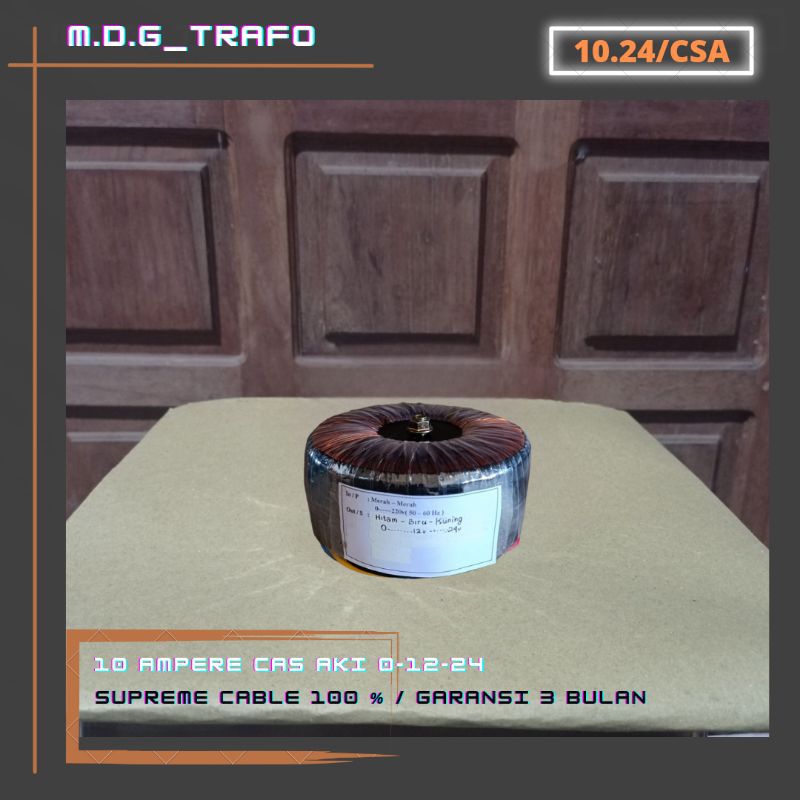 trafo toroid donat 10 ampere cas aki 0 - 12V - 24V