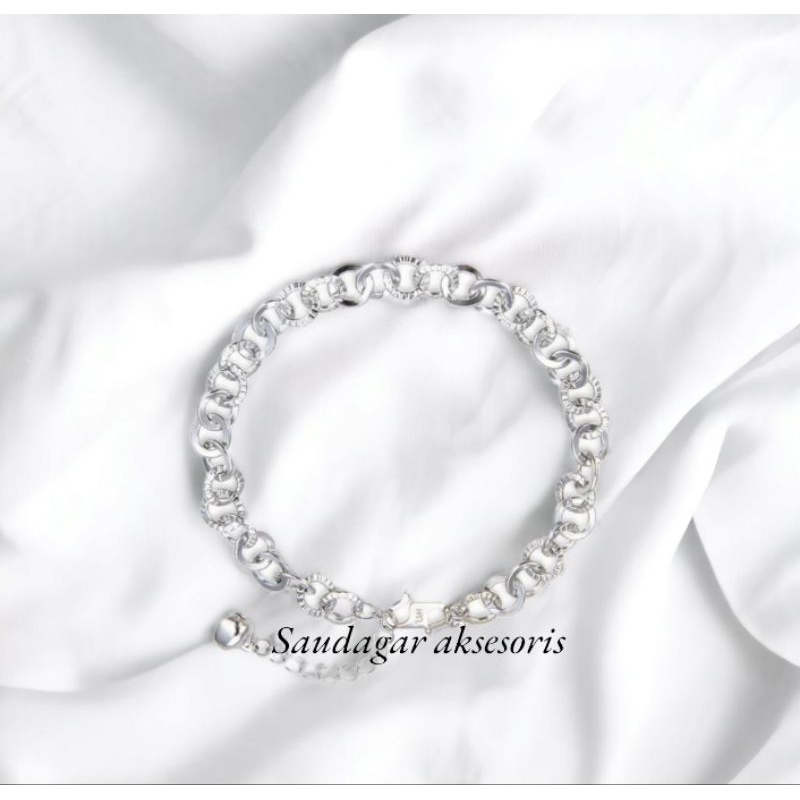 gelang rantai polos perak berlapis emas