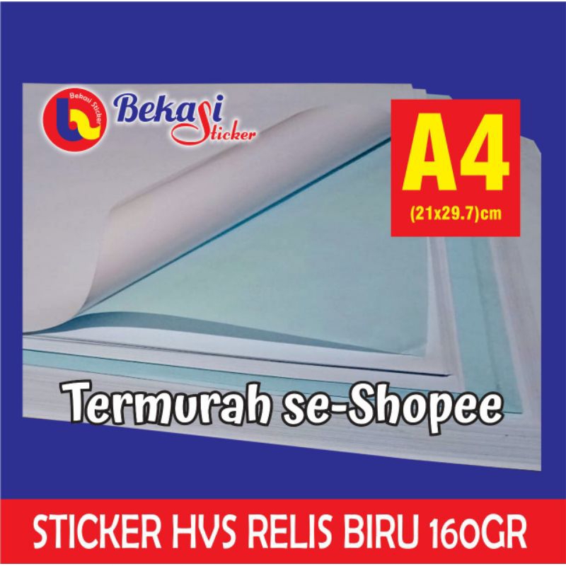 

Rad STIKER HVS ( DOFF ) RELIS BIRU (160 gr) uk A4 (21 x 29.7) 1 pack isi 50 lbr (stiker warna putih