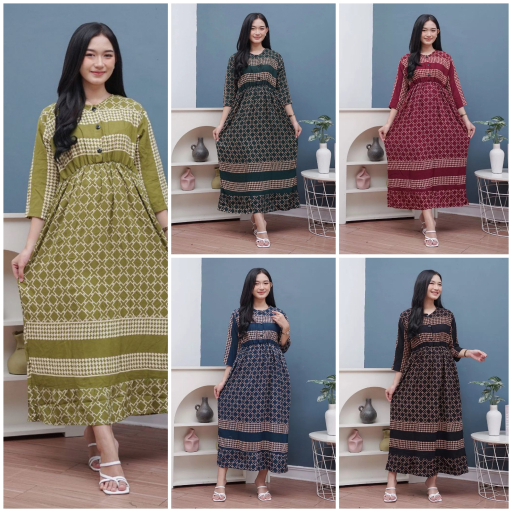 Daster Rayon Premium Lengan Panjang Kancing Depan Busui Ld 110 Cm