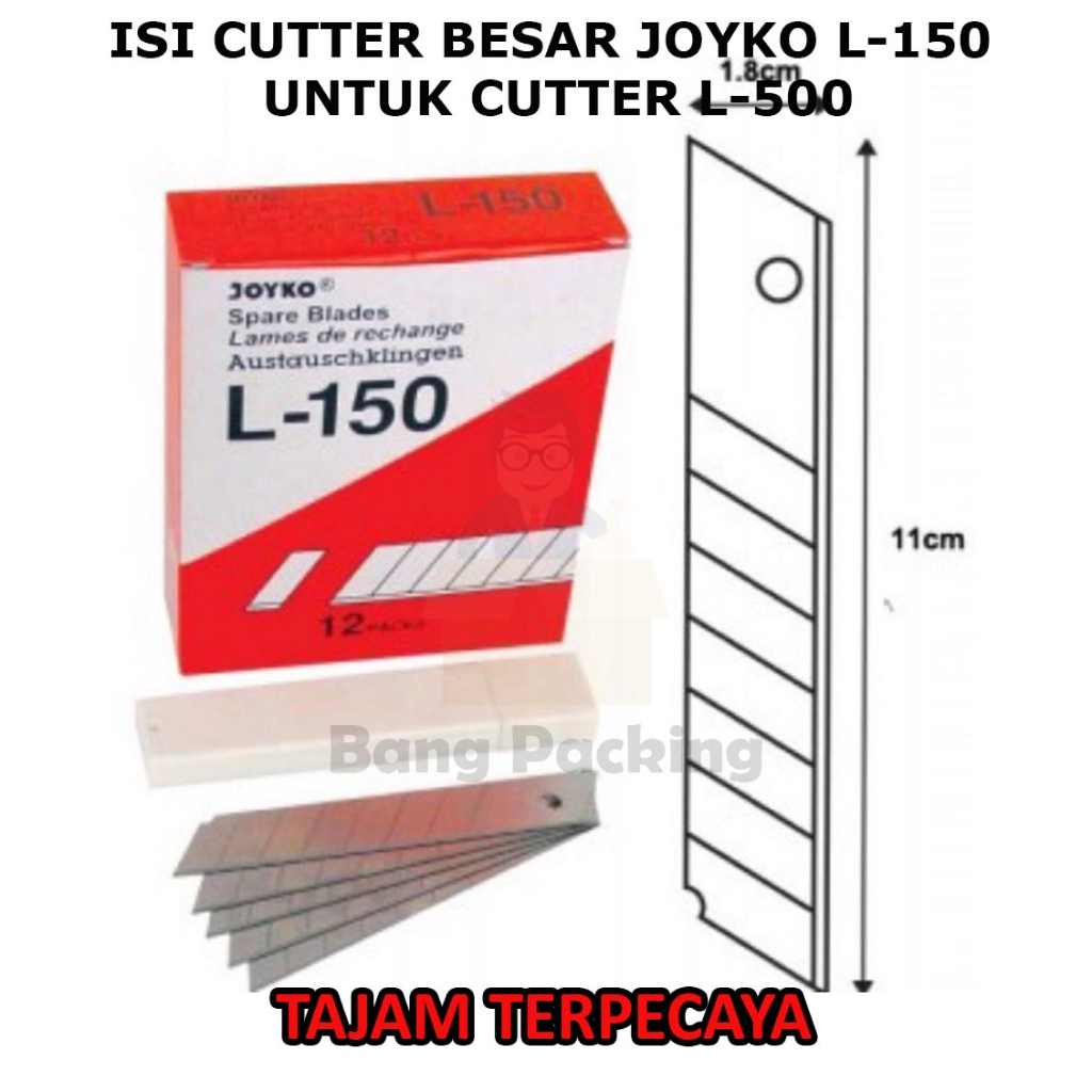

ISI CUTTER BESAR JOYKO L-150 ( 1 pack isi 5 pisau ) REFILL CUTTER BESAR PISAU CUTTER BESAR