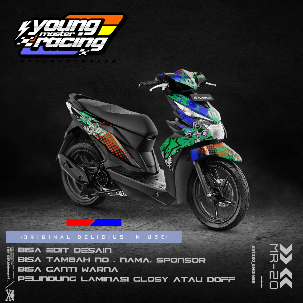 Decal Stiker Beat street Fullbody Beat Esp Street Fi Tahun 2016 2017 2018 2019 Desain Simpel Racing 