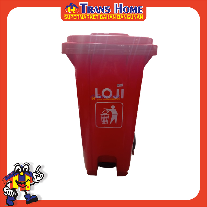 Tempat Sampah 120LT+Injak Loji Warna Merah, Kuning, Biru *Promo (RMJ)