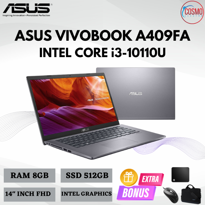 ASUS VIVOBOOK A409FA INTEL CORE I3-10110U (BACKLITE) | RAM 12GB SSD 512GB | 14"FHD FULL HD - WINDOWS